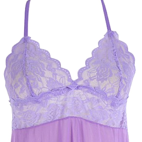 Purple Sheer & Lace Babydoll w/ G String NWT - Picture 2 of 7